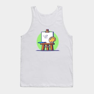 Easel Art Board, Paint pallet And Paint Brush Cartoon Vector Icon Illustration (3) Tank Top